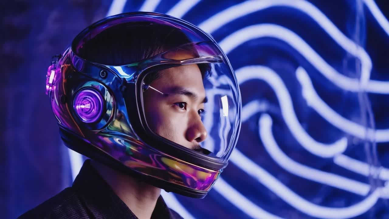 Futuristic Astronaut with Neon Lights