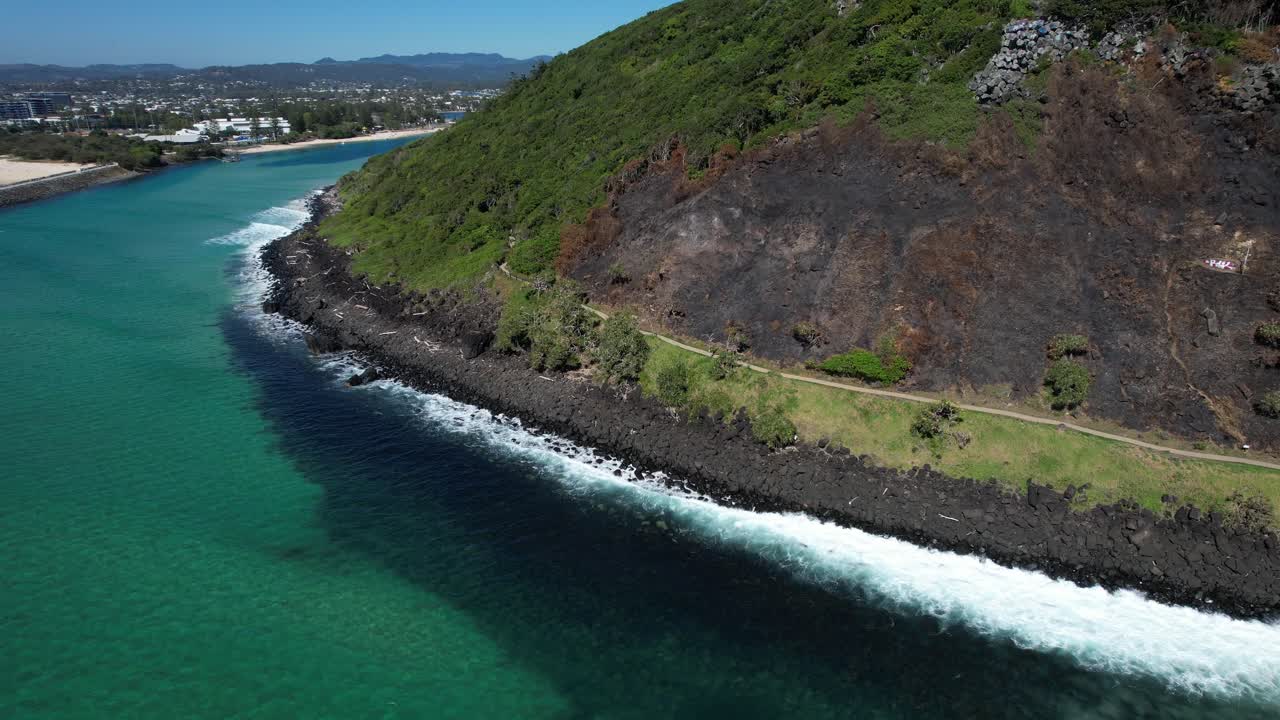 Burnt Burleigh Mountain In Queensland, Australia - Drone Shot
