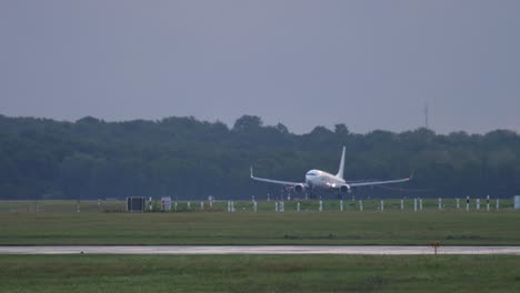 airplane landing at early morning