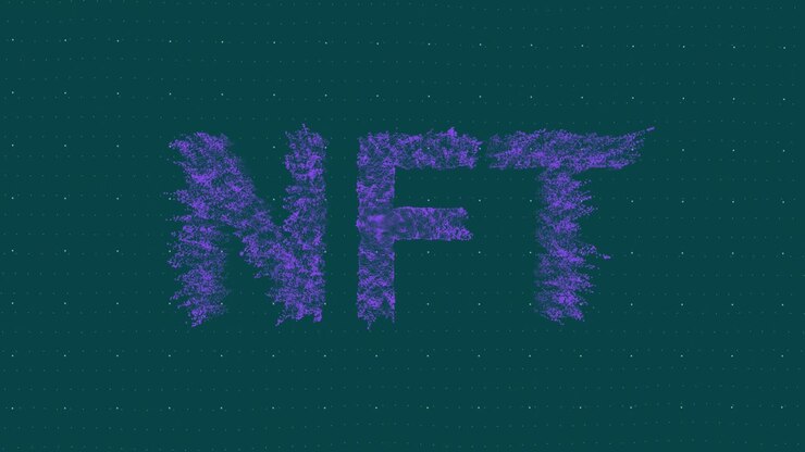 Animation of nft text over shapes