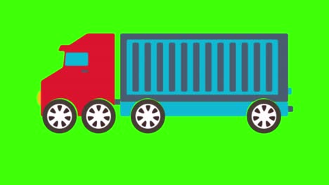 animación simple y colorida de un camión aislado en una pantalla verde en 4k