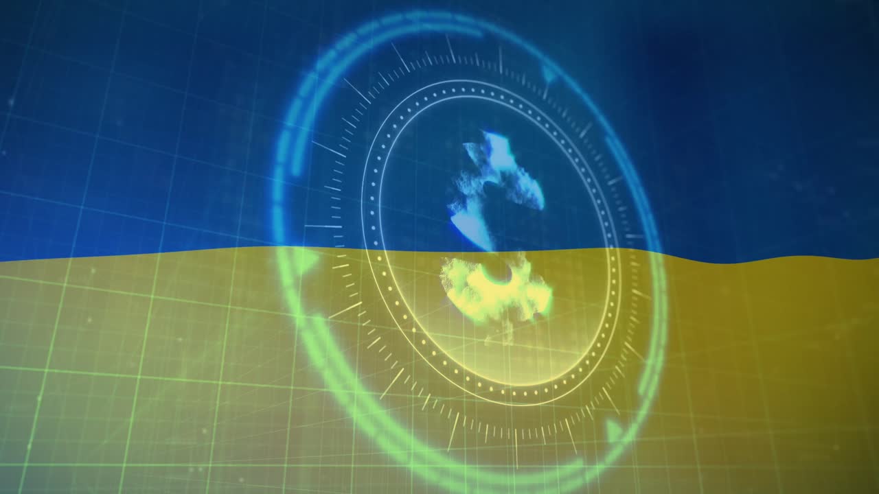 우크라이나 의  ⁇ 발 위 에 있는 스 ⁇  스캐닝 과 달러 기호 의 애니메이션