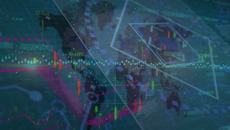 animación del procesamiento de datos sobre un fondo azul