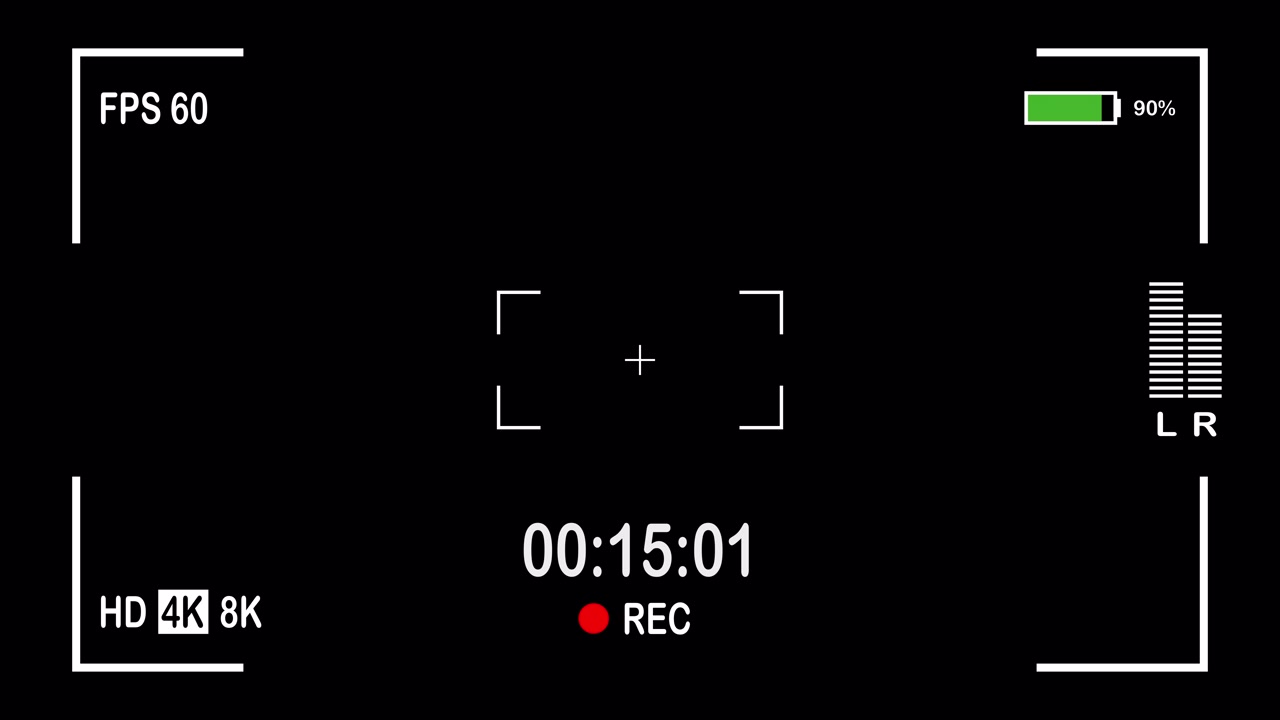 Digital Camera Recording Viewfinder Interface with Indicators