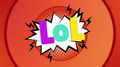 animation of lol over crack and orange background