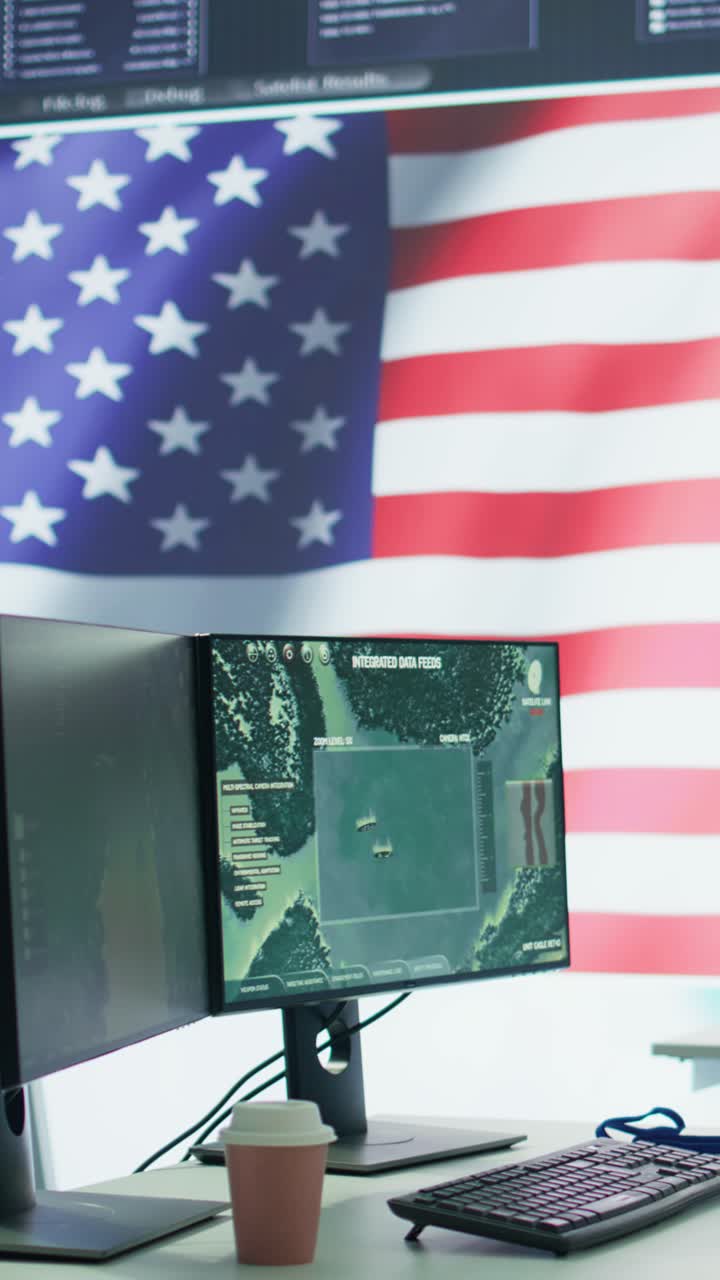 Video verticale: base operativa moderna vuota utilizzata dalle forze armate militari statunitensi