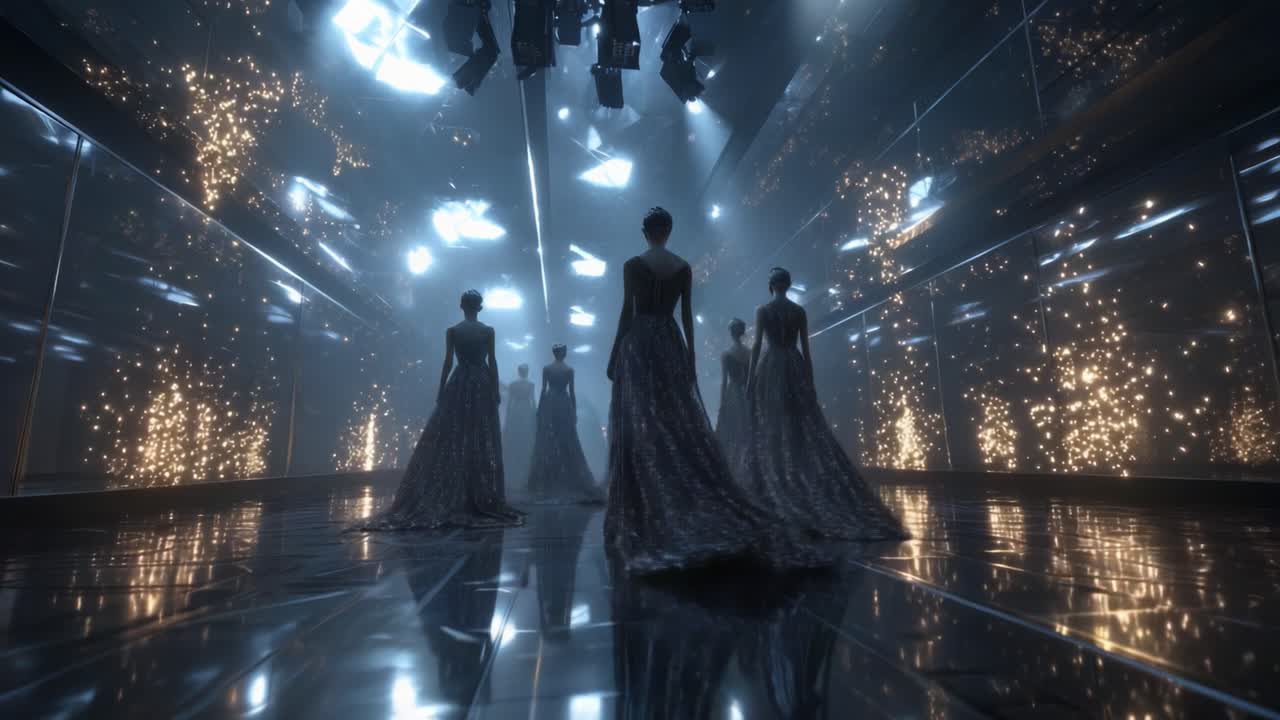 Futuristic Fashion Show with Sparkling Dresses