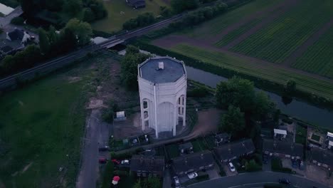 pinchbeck water tower high altitude orbit showing surrounding fields and spalding to sleaford railway
