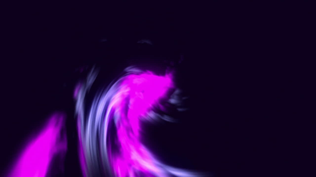 Animation of glowing purple light trials moving over dark background