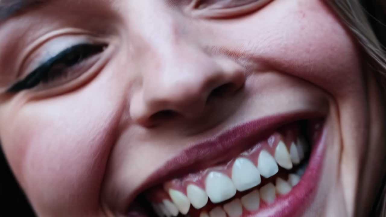 Woman smiling and looking at something