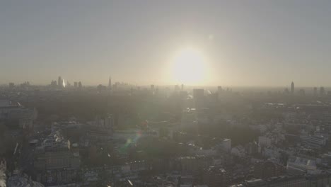 panning aerial clip of knightsbridge district in central london