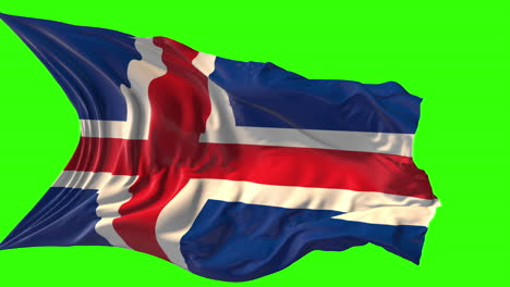 waving flag of iceland on green screen