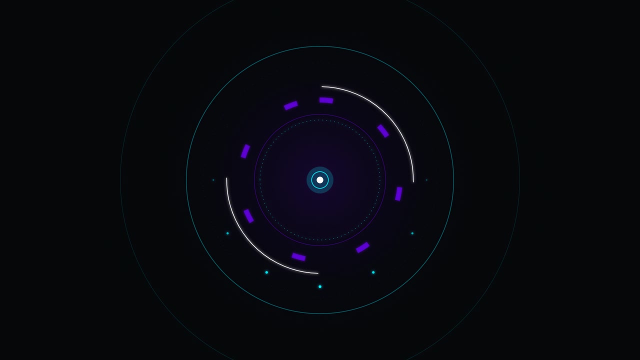 Futuristic Circular HUD Interface Animation on Black Background