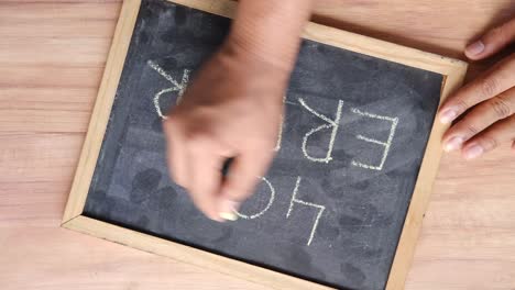 hand writing "error" on a chalkboard