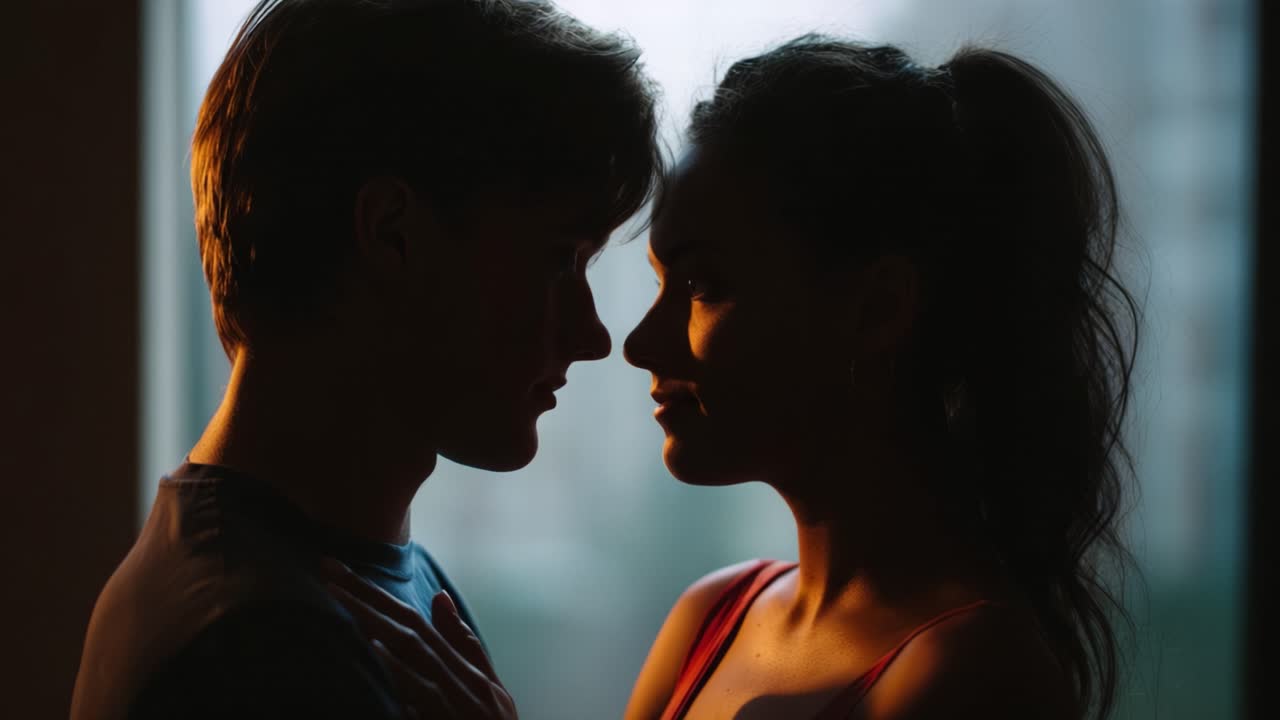 A Daring Moment of Intimacy Between Two Young Lovers as They Share a Tender Connection and Explore Their Feelings in a Softly Lit Setting