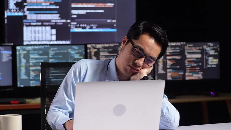 Müder Programmierer nachts