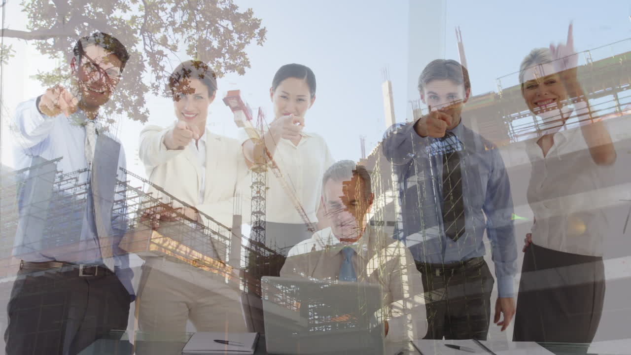 건설 현장에서 다양한 사업가들의 애니메이션