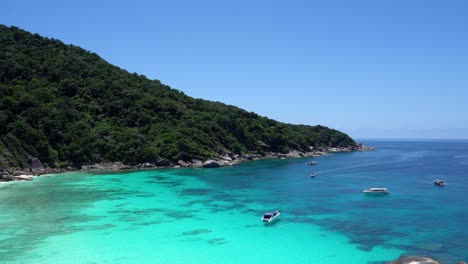 turquoise water in the bay. view of the island.