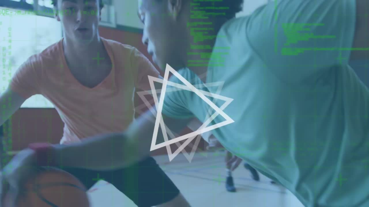 삼각형의 애니메이션과 농구 선수에 대한 데이터 처리