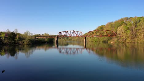 railroad bridge over melton lake in oak ridge, tennessee