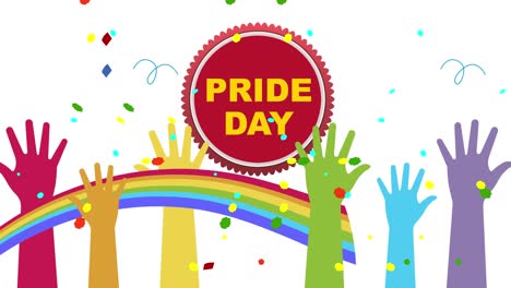 a celebratory animation showing the world celebrating pride day