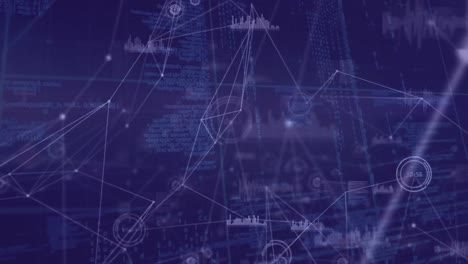animación de la red de conexiones y procesamiento de datos sobre fondo negro
