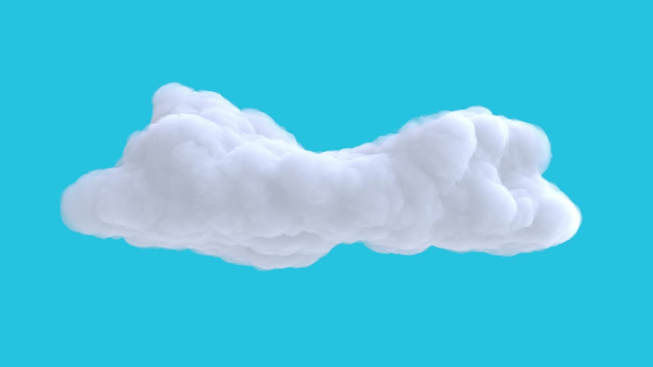 파란 바탕에 고립된  구름, 현대 스 모션 스타일의 현실적인 3d 아트 요소, 최소한의 추상적인 그래픽 디자인, 패션 루프 만화 애니메이션.