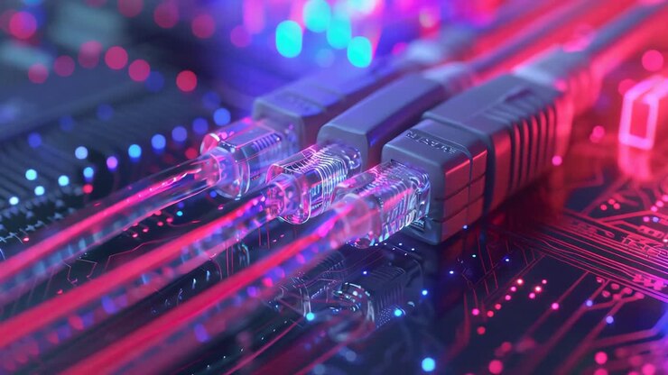 Abstract Circuit Board with Neon Lighting