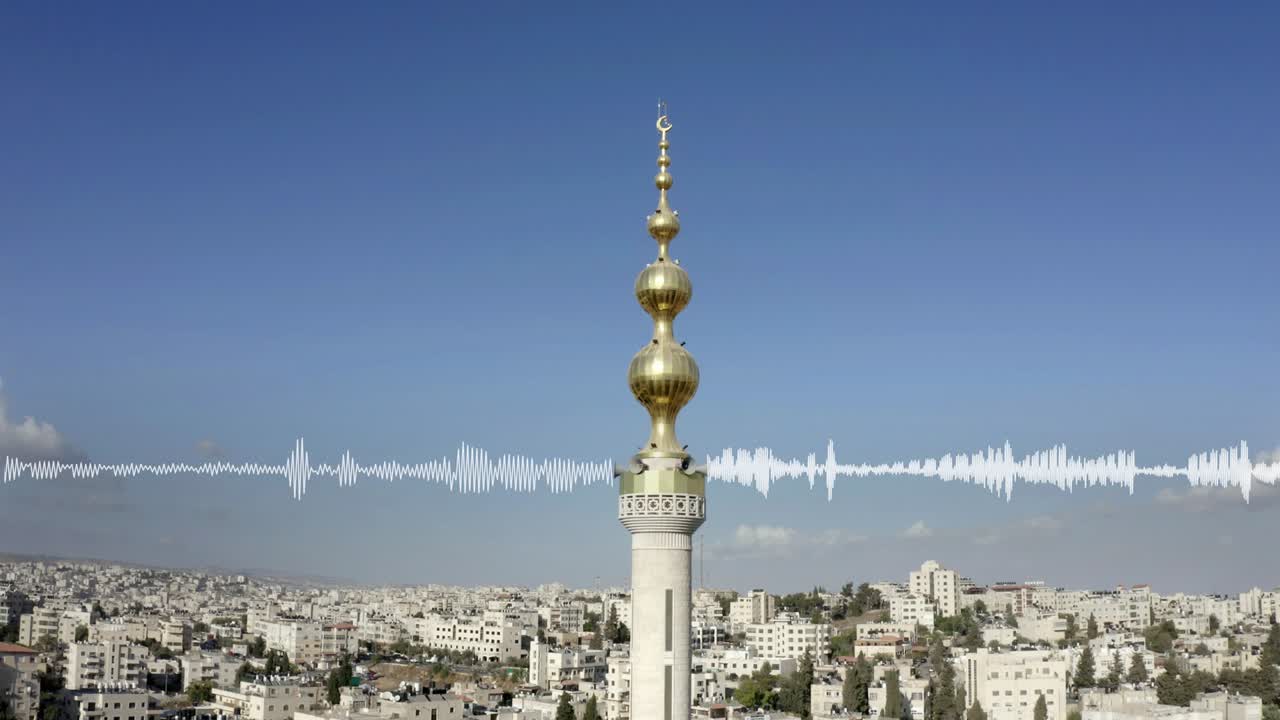 ondas de audio emitidas desde el minarete de la torre de la mezquita dorada, antena