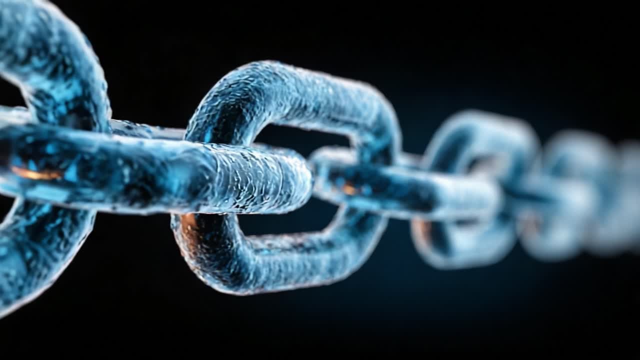 A Close-Up Perspective of an Ice-Crystal Chain Highlighting the Strength and Beauty of Nature's Frozen Structures in Stunning Detail