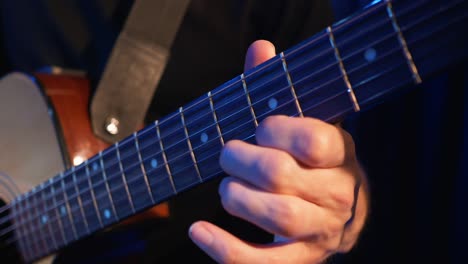 concert rock band performing on stage with two electric guitars singers. music video punk, heavy metal or rock group. slow motion instrument playing band of two men