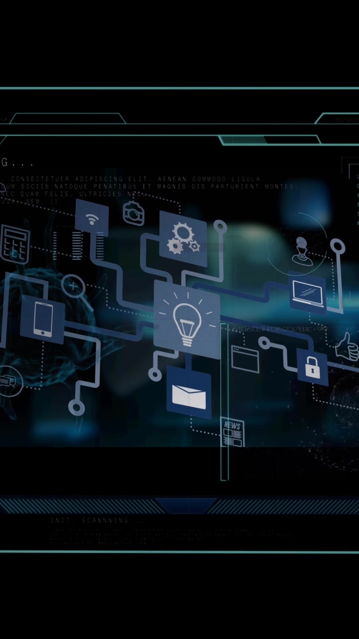 Animation of data processing over screens