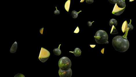 falling green pumpkins with alpha channel