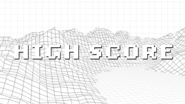 Animation of high score text over metaverse on white background