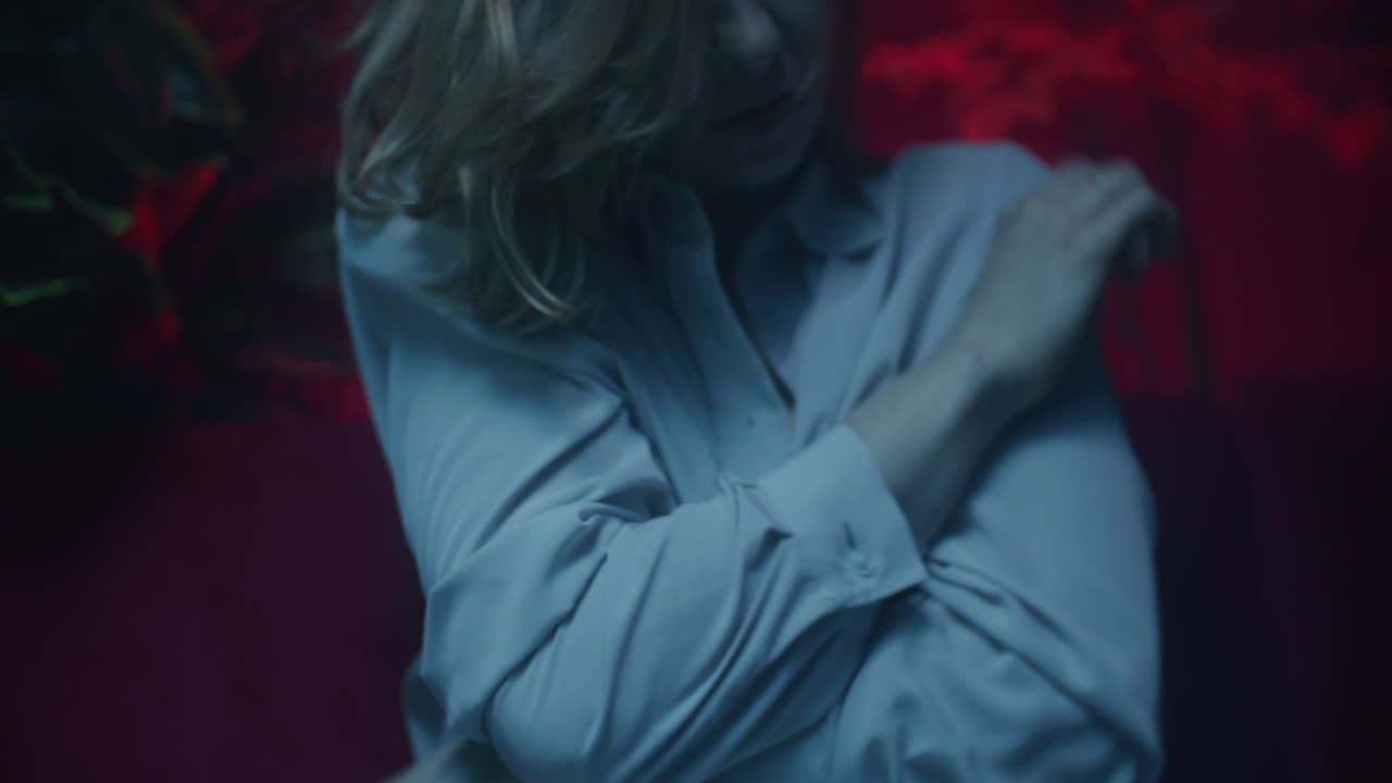 Woman in White Shirt, Posing in Studio