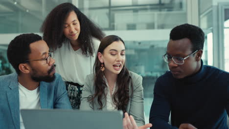 business people, teamwork and meeting on computer