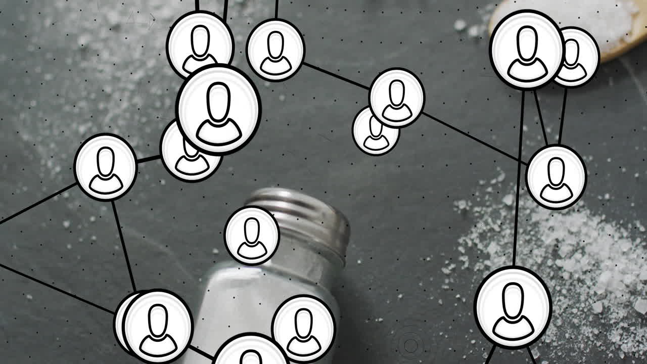 어두운 표면에 흘린 소금 이커에 대한 사용자 아이콘 네트워크 애니메이션