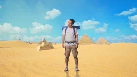 stressed tourist in the desert