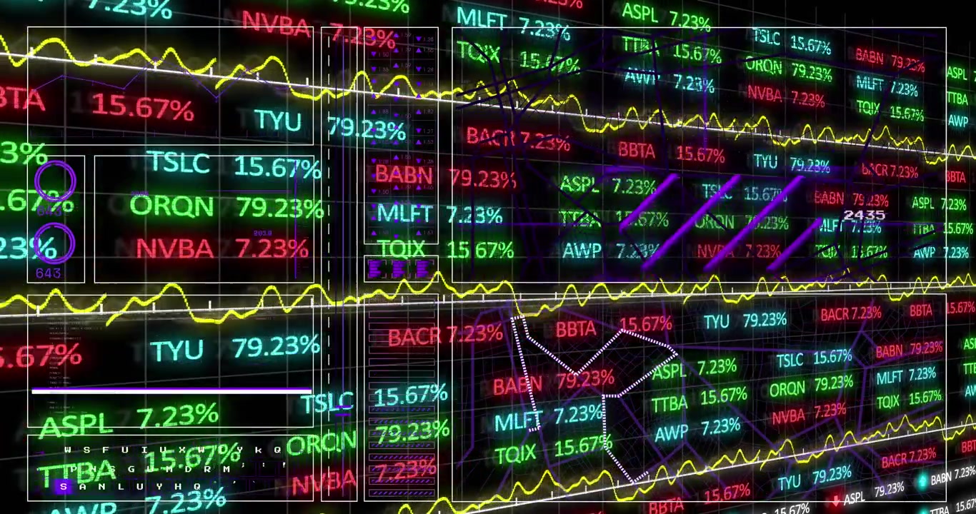 Animazione dell'elaborazione dati su sfondo nero