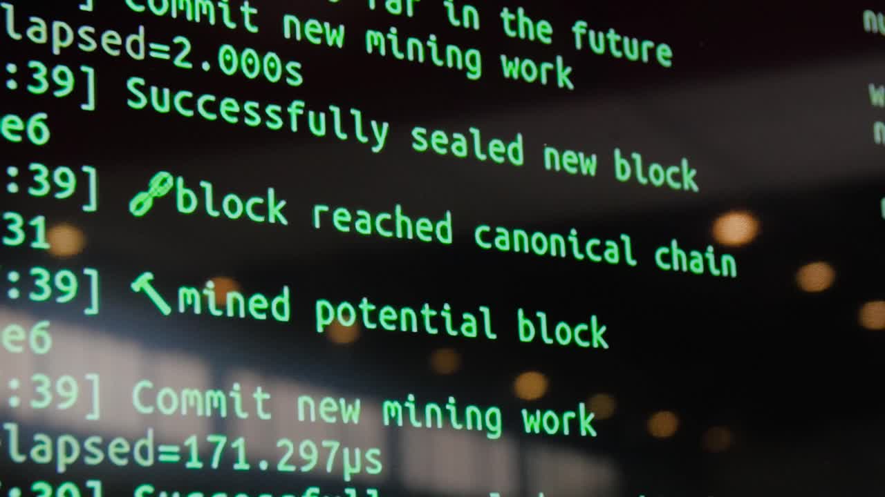 Blockchain Mining Activity on Computer Terminal