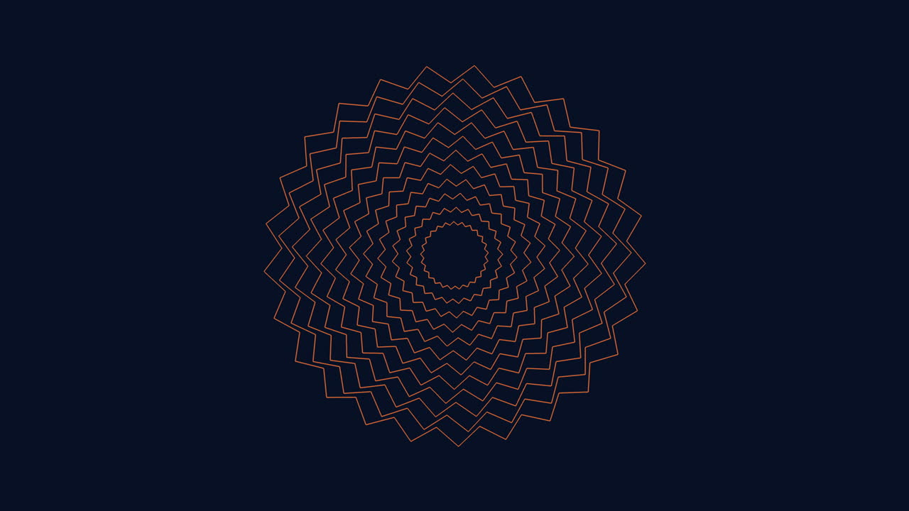 círculo psicodélico con líneas de neón en el espacio oscuro