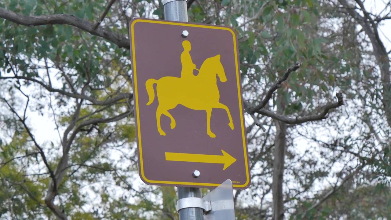 Horse riding road sign on the street