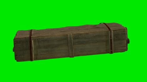 wooden-box-for-weapons-on-green-chromakey-background