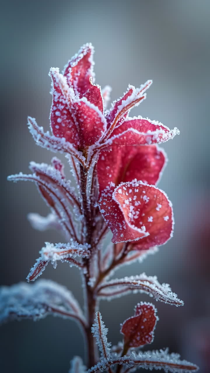 Foglie rosse brinate in inverno