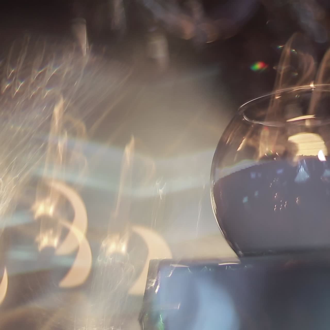 Decorative candles burning on a banquet table