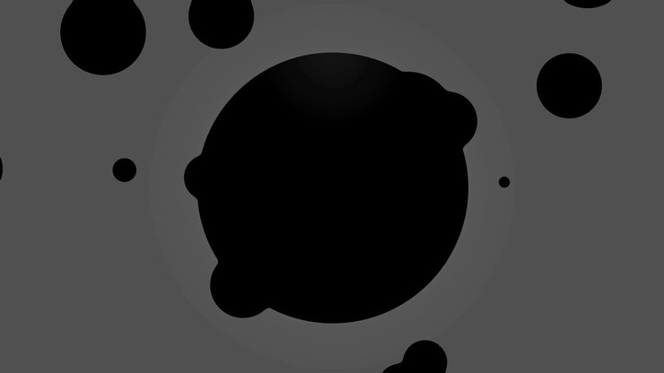 Video di animazione renderizzato 4K con gocce di inchiostro liquido che fuoriescono da un cerchio vuoto con spazio per loghi. Sfondo di grafica in movimento e animazione. Goccia viva di inchiostro nero. Sfondo grigio.