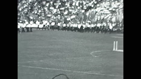 black and white video of a sport games. circa ussr 1970: black and white video of a sport games