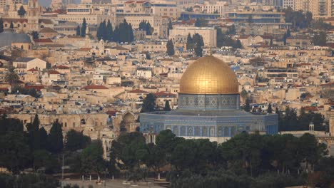 camera footage of the dome of the rock christian temple in jerusalem, israel