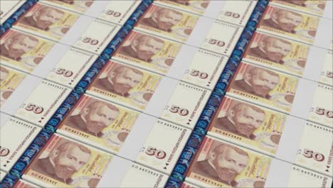 50 bulgarian leva banknotes printed by a money press