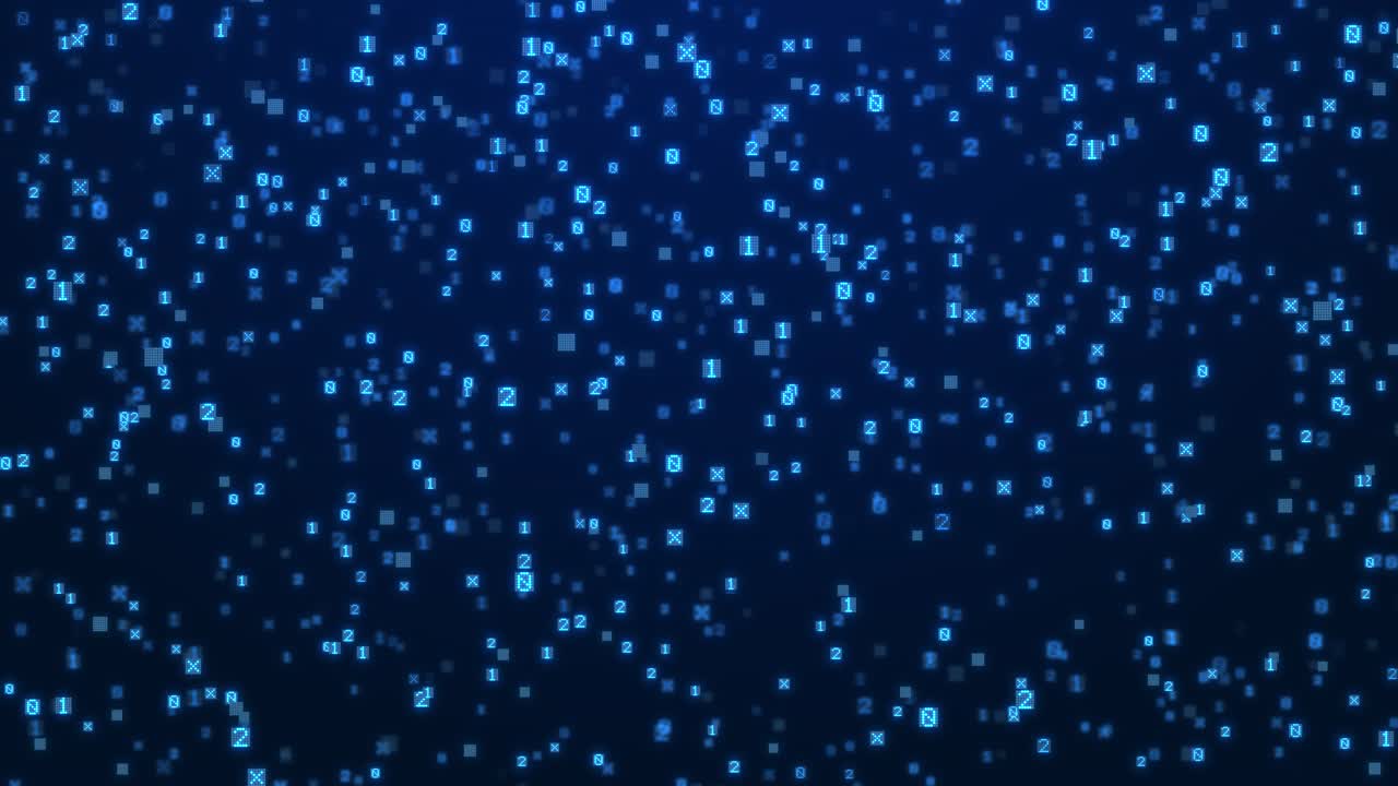 Animazione di codice binario su sfondo blu futuristico
